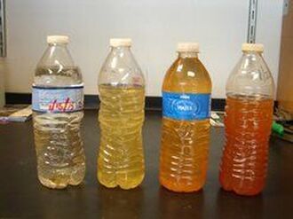 Bottles filled with contaminated water cause individuals to be infected with water-related diseases