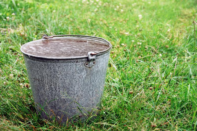 A bucket filled with clean and filtered water