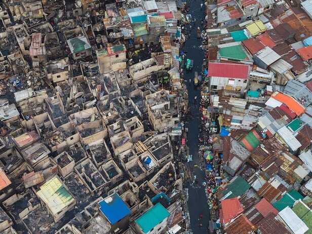 An aerial view of the poor living conditions in Manila, making them susceptible to infectious diseases