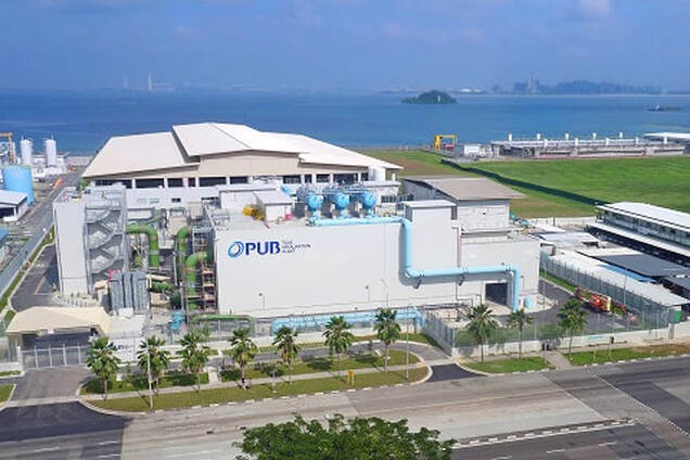 PUB desalination plant in Singapore which is responsible for the desalination of seawater through reverse osmosis technology