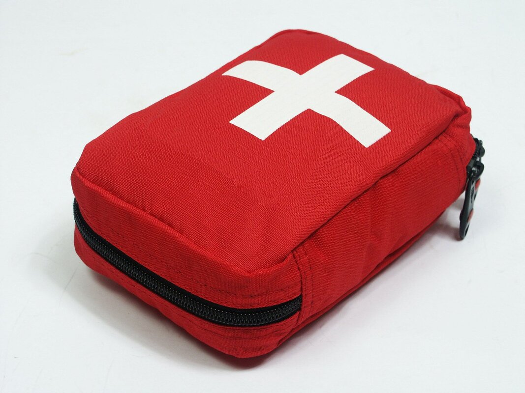 A first aid kit for disaster response that must be kept waterproof to not get damaged from floodwater
